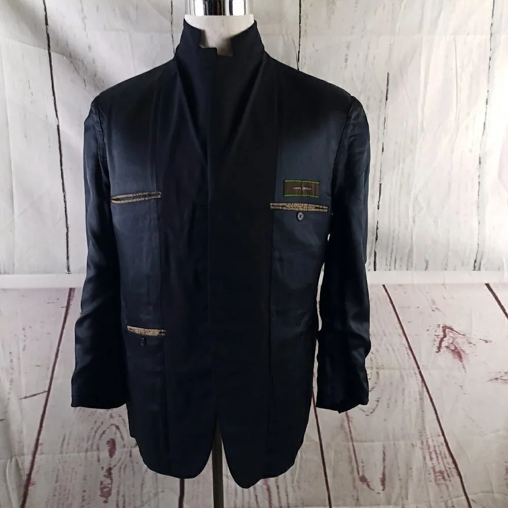 Joseph Abboud 40S Wool 3 Button Blue Birdseye 2pc Suit 32x28 Pleated